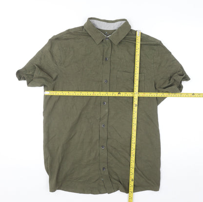 Tailor Vintage Men's Green Short Sleeve Button-Up Shirt M Regular Fit