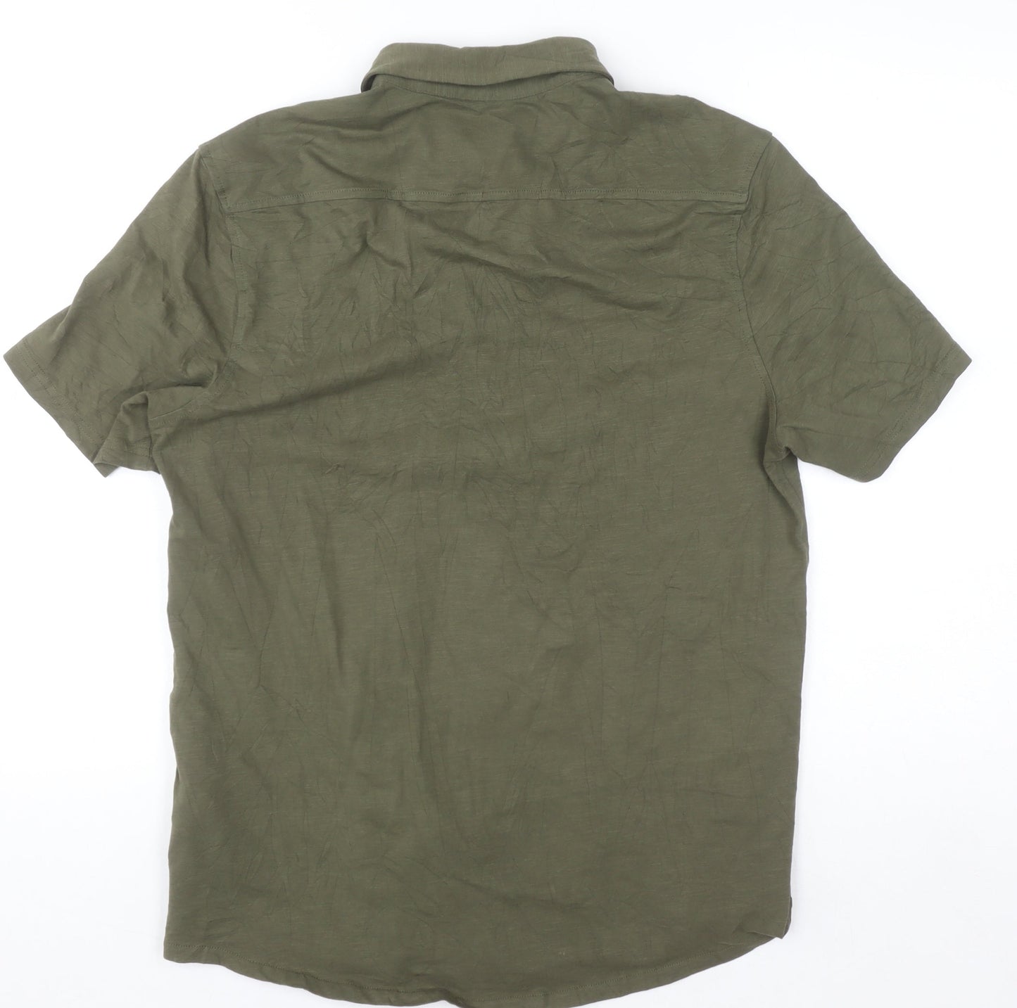 Tailor Vintage Men's Green Short Sleeve Button-Up Shirt M Regular Fit