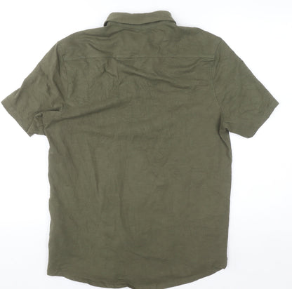 Tailor Vintage Men's Green Short Sleeve Button-Up Shirt M Regular Fit