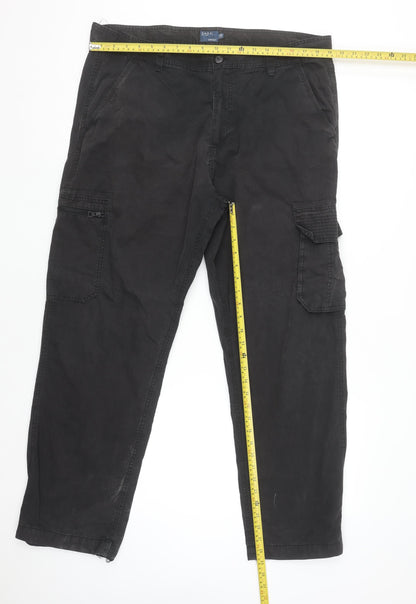 Easy Men’s Black Cargo Trousers W38 L31 Straight Cotton Blend