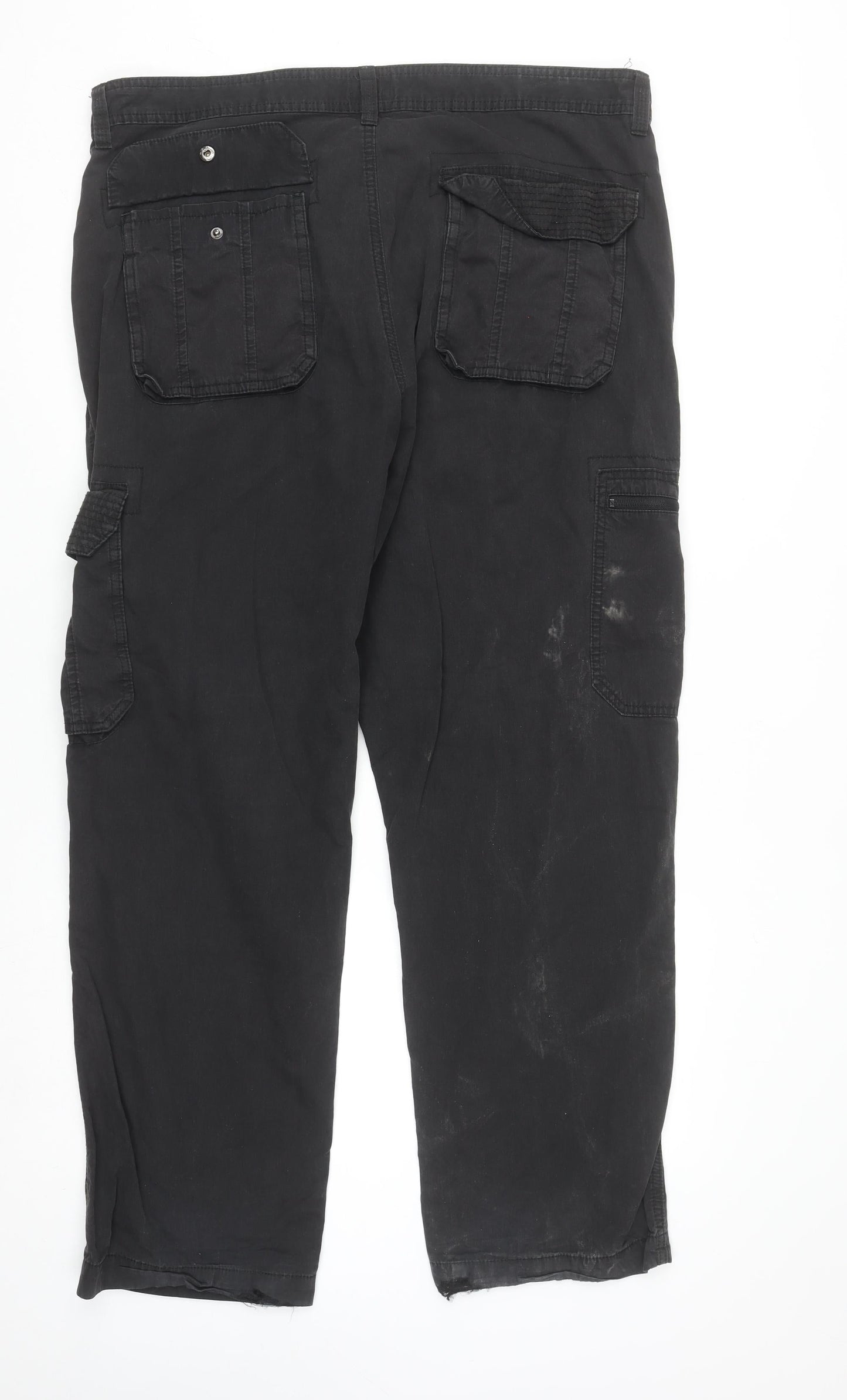 Easy Men’s Black Cargo Trousers W38 L31 Straight Cotton Blend