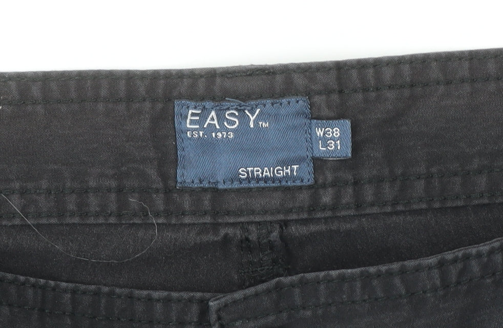 Easy Men’s Black Cargo Trousers W38 L31 Straight Cotton Blend