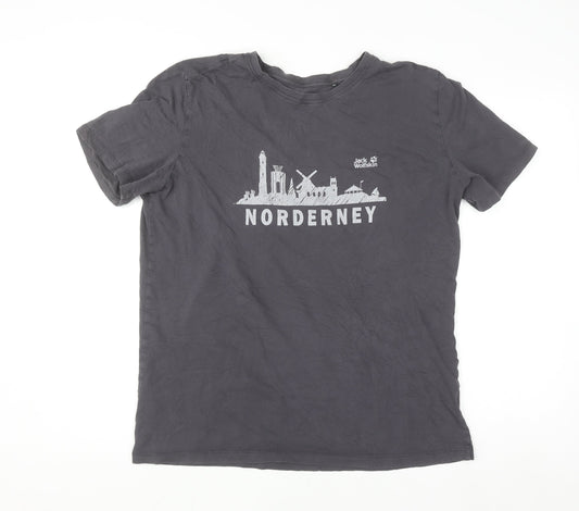 Jack Wolfskin Men's Grey XL Norderney Graphic Cotton T-Shirt
