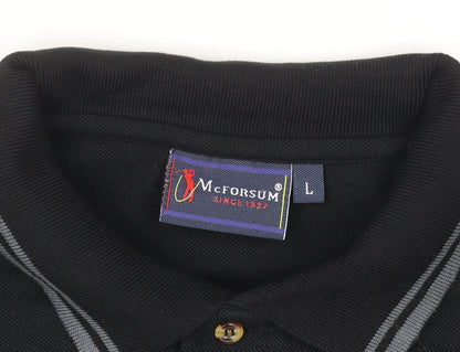 McForsum Men’s Black Cotton Polo Shirt L Logo Workwear