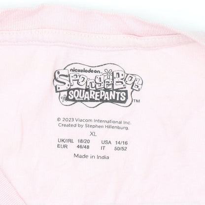 Nickelodeon Women's Pink Patrick Star T-Shirt XL Casual Cotton