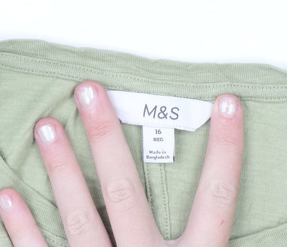 Marks and Spencer Women’s Green Cotton T-Shirt Dress Size 16