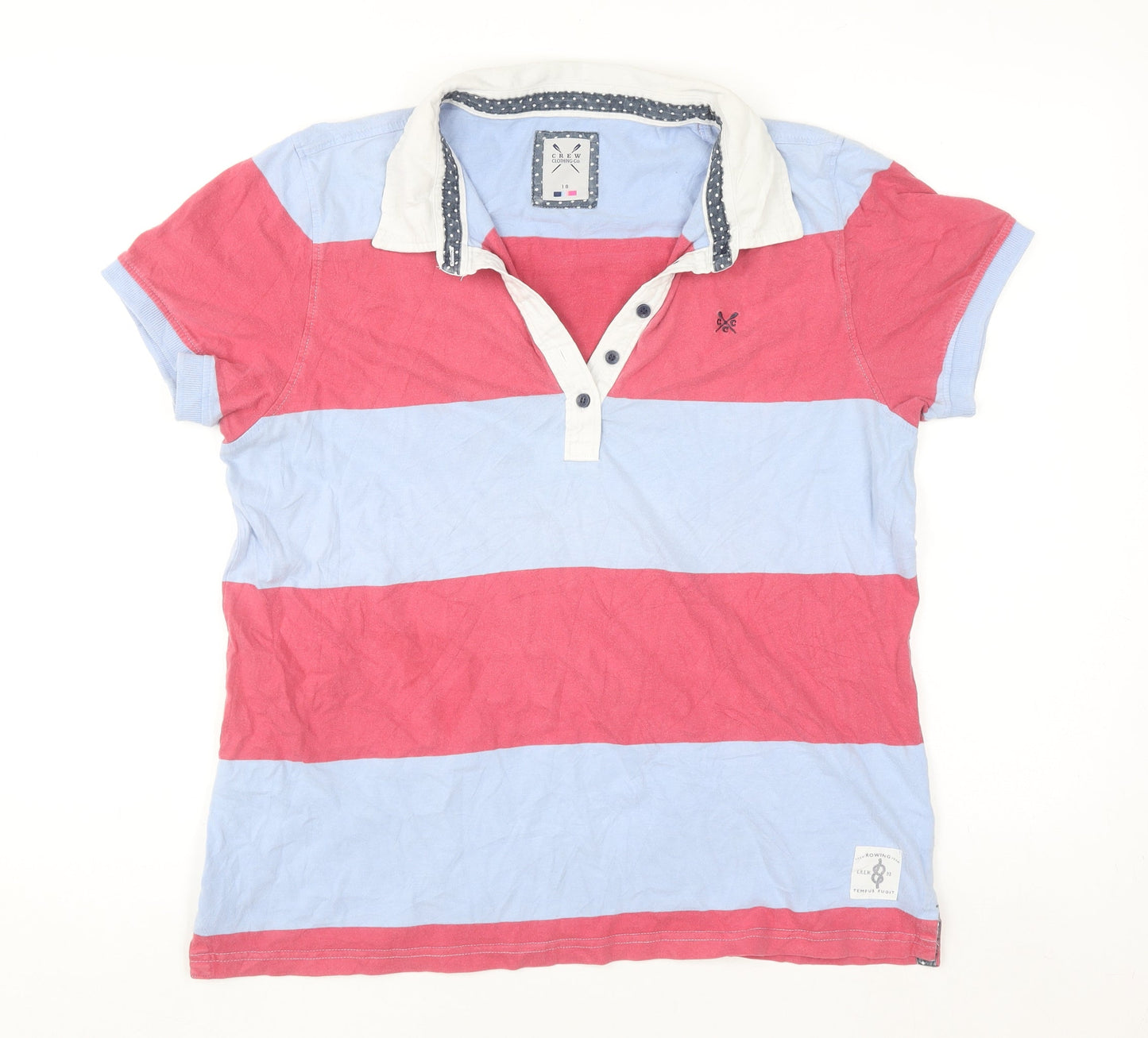 Crew Clothing Co. Women's Multicoloured Striped Polo Shirt Size 18