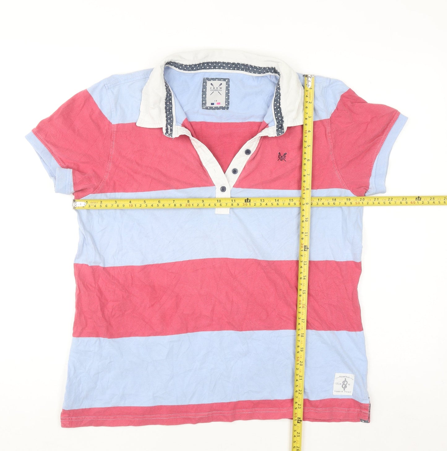Crew Clothing Co. Women's Multicoloured Striped Polo Shirt Size 18