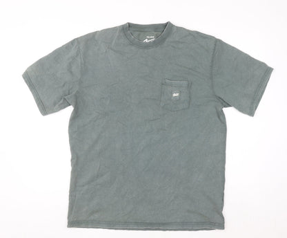 Pull & Bear Men’s Green Crew Neck Cotton Pocket T-Shirt Size M