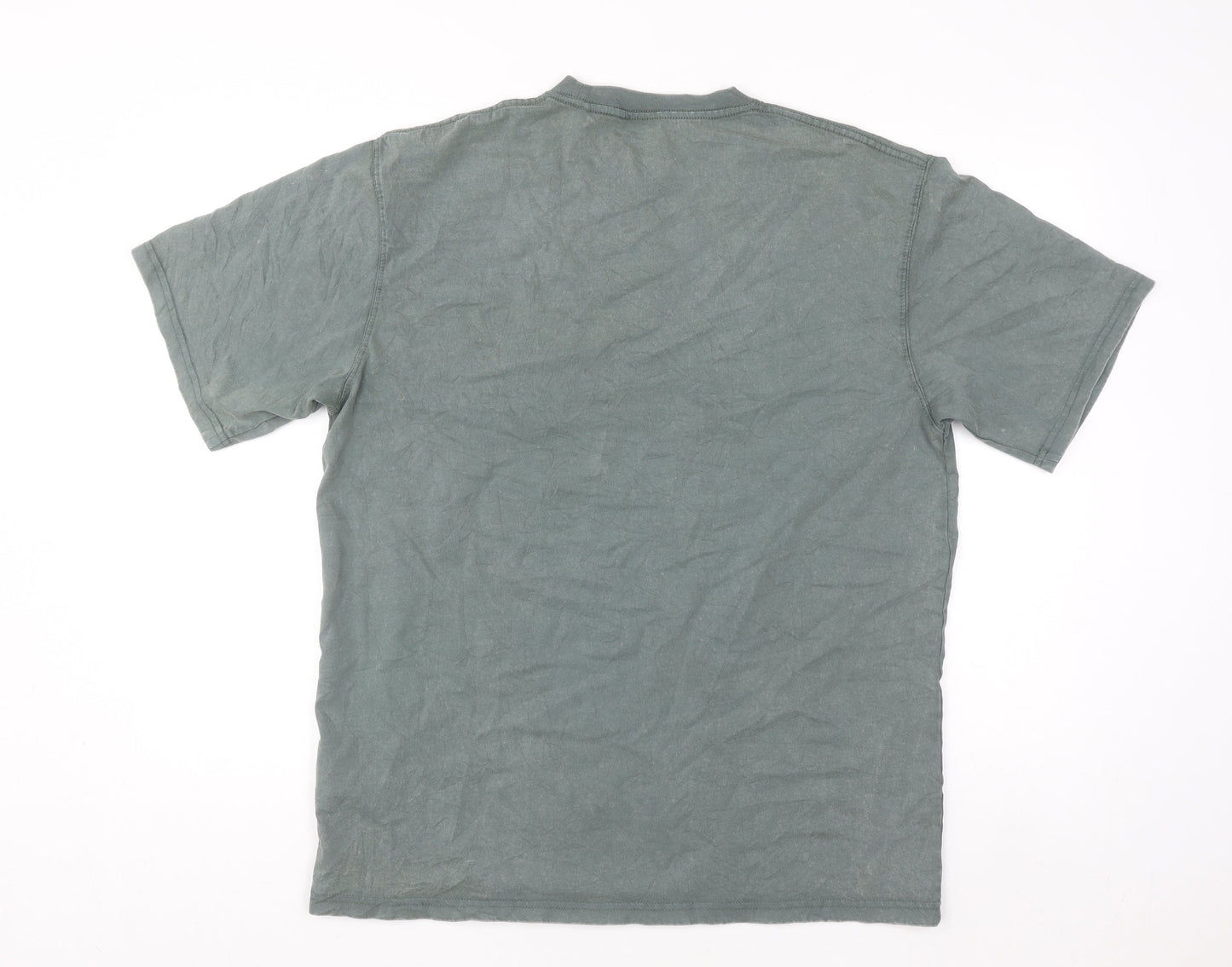 Pull & Bear Men’s Green Crew Neck Cotton Pocket T-Shirt Size M