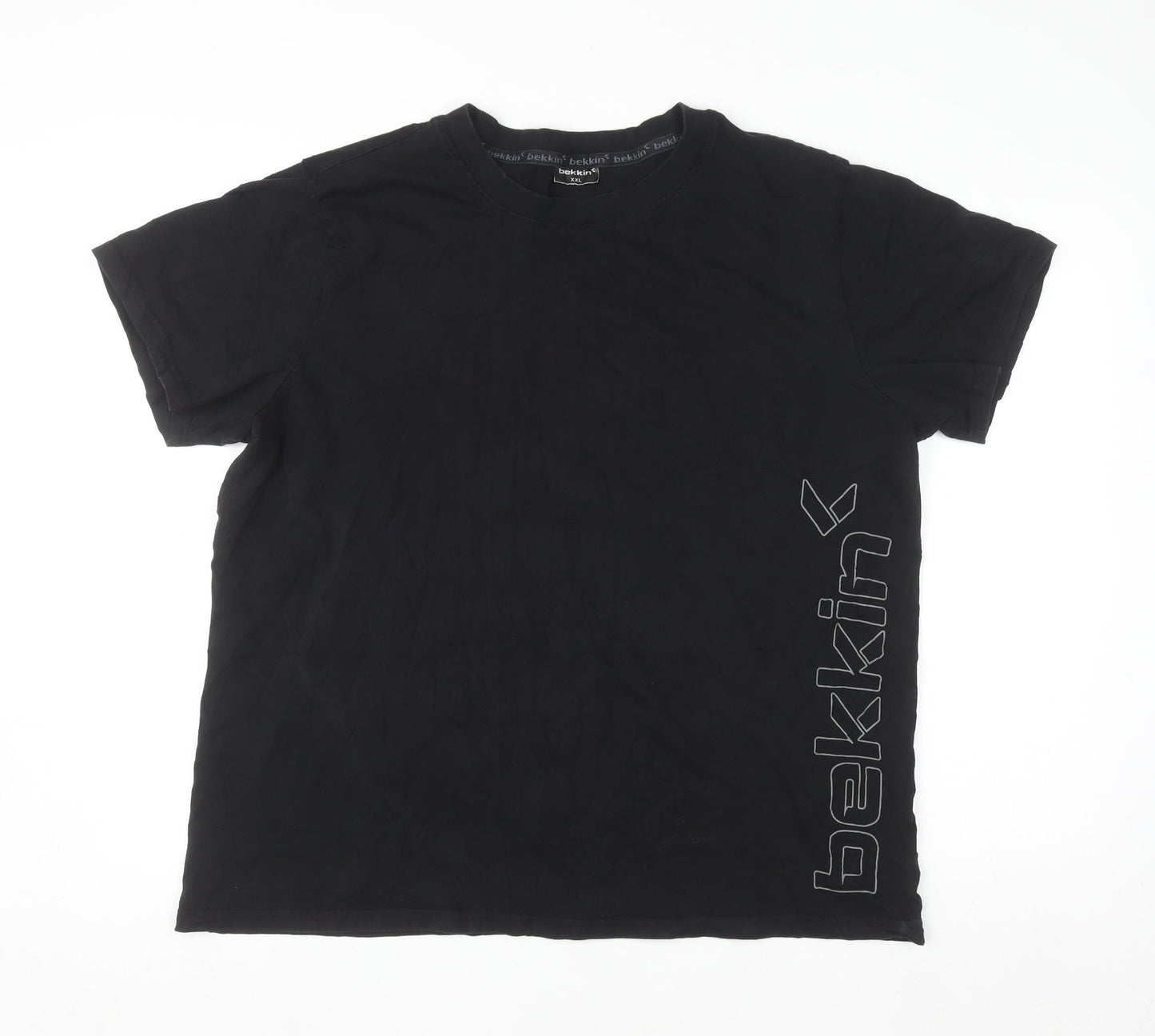 Bekkin Men's Black XXL Crew Neck Cotton Graphic T-Shirt