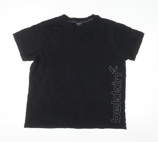 Bekkin Men's Black XXL Crew Neck Cotton Graphic T-Shirt