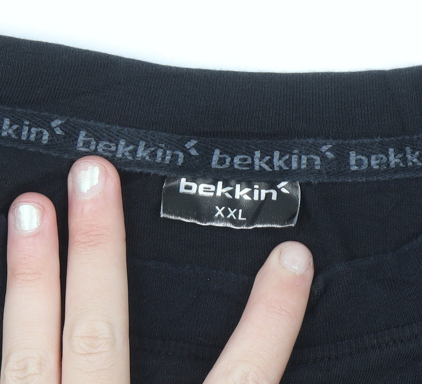 Bekkin Men's Black XXL Crew Neck Cotton Graphic T-Shirt