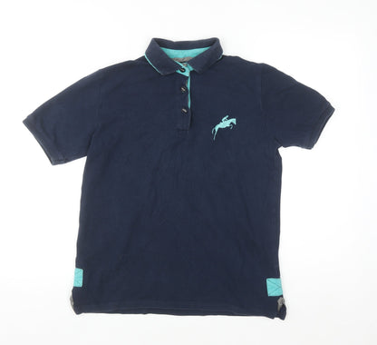 Harry Hall Women's Blue Cotton Polo Shirt Size 10 Short Sleeve