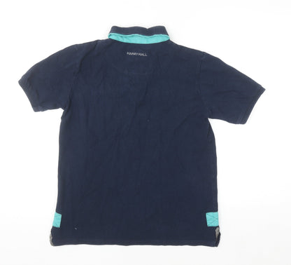 Harry Hall Women's Blue Cotton Polo Shirt Size 10 Short Sleeve