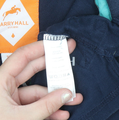 Harry Hall Women's Blue Cotton Polo Shirt Size 10 Short Sleeve