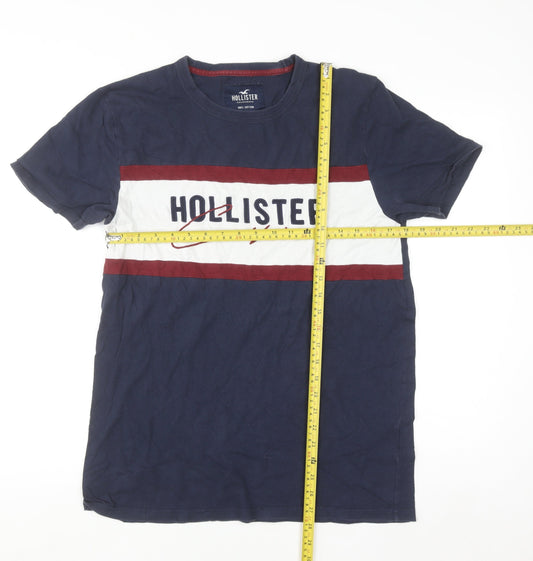 Hollister Men's Blue Colourblock California Cotton T-Shirt Size M