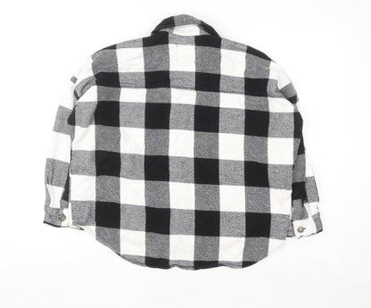 Zara Women's Black & White Check Flannel Button-Up Shirt XS
