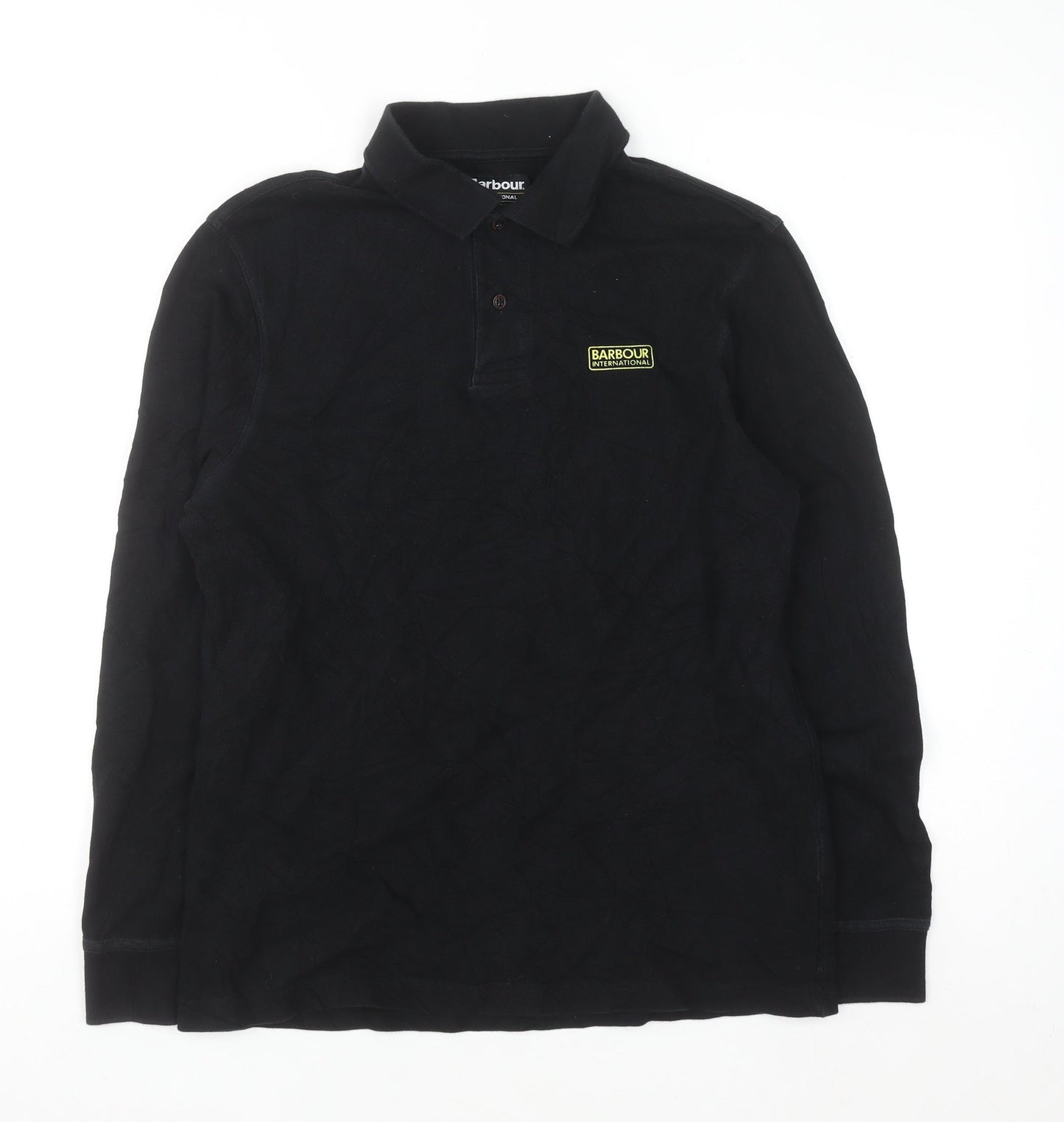 Barbour International Black Cotton Long Sleeve Polo Shirt Men's M