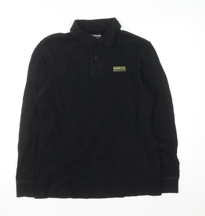 Barbour International Black Cotton Long Sleeve Polo Shirt Men's M