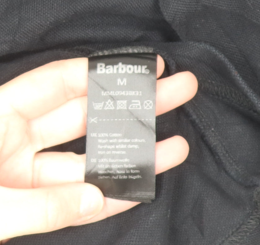 Barbour International Black Cotton Long Sleeve Polo Shirt Men's M