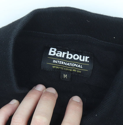 Barbour International Black Cotton Long Sleeve Polo Shirt Men's M