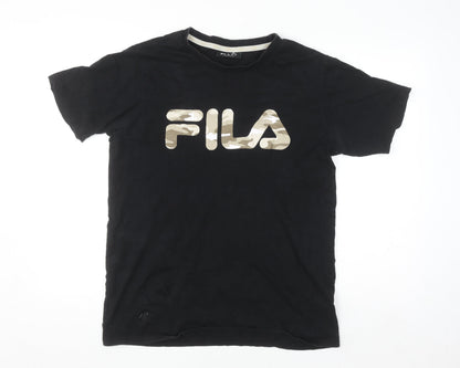 Fila Men's Black Camouflage Logo Cotton Short Sleeve T-Shirt Size S