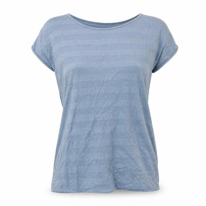 Marks & Spencer Per Una Women's Blue Striped Short Sleeve Viscose Tee Size 14