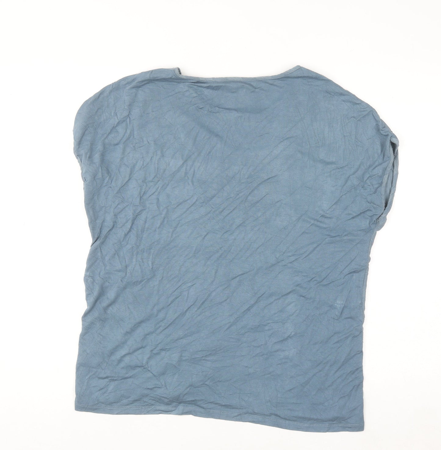 Marks and Spencer Per Una Women's Blue Striped Short Sleeve Viscose Tee Size 14