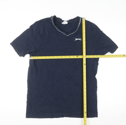 Slazenger Men's Blue V-Neck Short Sleeve Cotton T-Shirt Size S