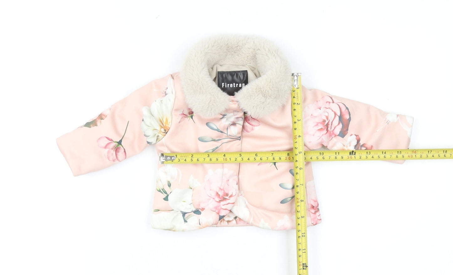 Firetrap Baby Girls Pink Floral Faux Fur Collar Puffer Jacket 0-6 Months