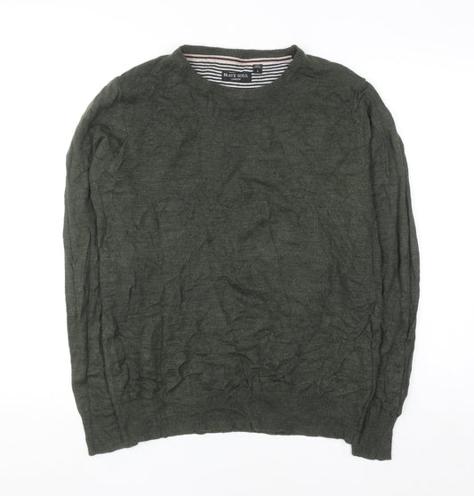 Brave Soul Men’s Green Crew Neck Pullover Jumper Size L
