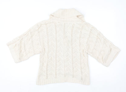 Roch John Rocha Women Ivory Size 12 Knit Short Sleeve Cardigan