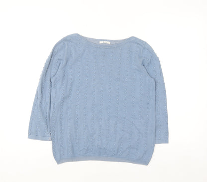Tu Women Blue Cotton Knit Pullover Jumper Size 12