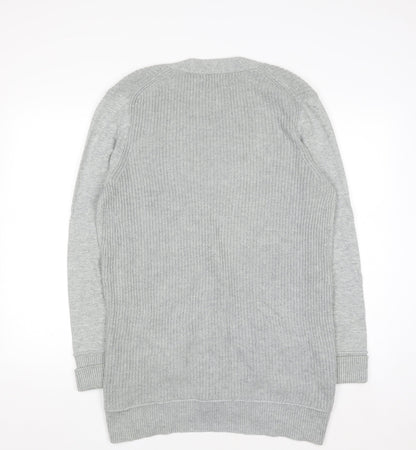 GAP Women Grey Cotton Blend Long Sleeve Button Cardigan L
