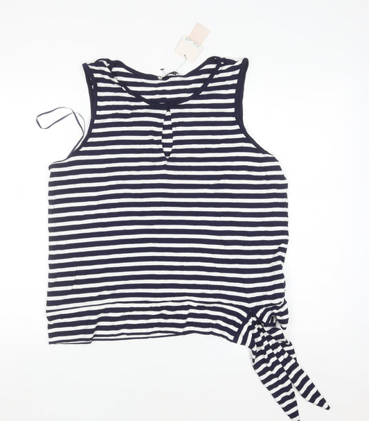 Tu Women Blue White Striped Sleeveless Jersey Tank Top Size 18