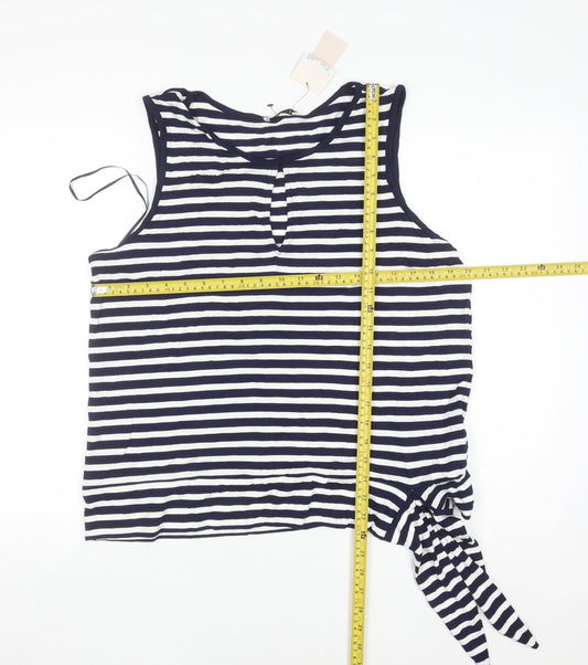 Tu Women Blue White Striped Sleeveless Jersey Tank Top Size 18
