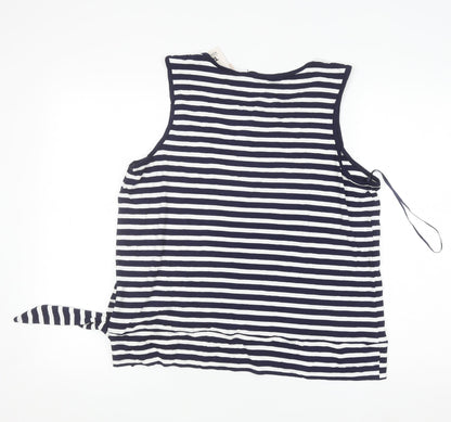Tu Women Blue White Striped Sleeveless Jersey Tank Top Size 18