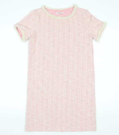 Orsay Women's Pink Beaded Tweed Shift Dress Size S