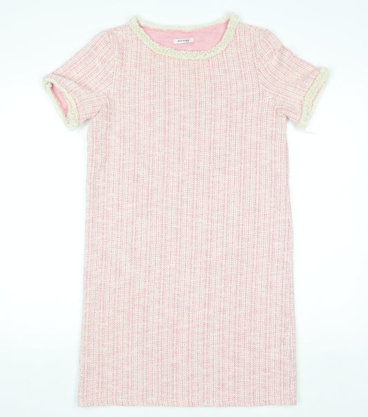 Orsay Women's Pink Beaded Tweed Shift Dress Size S