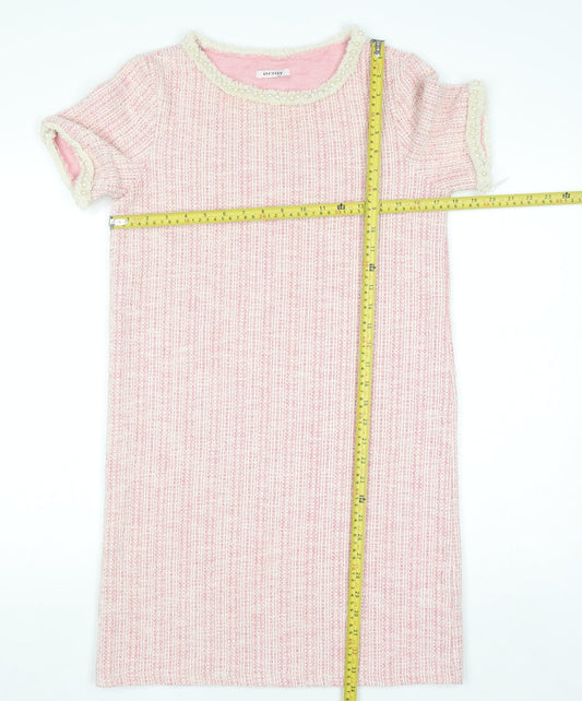 Orsay Women's Pink Beaded Tweed Shift Dress Size S