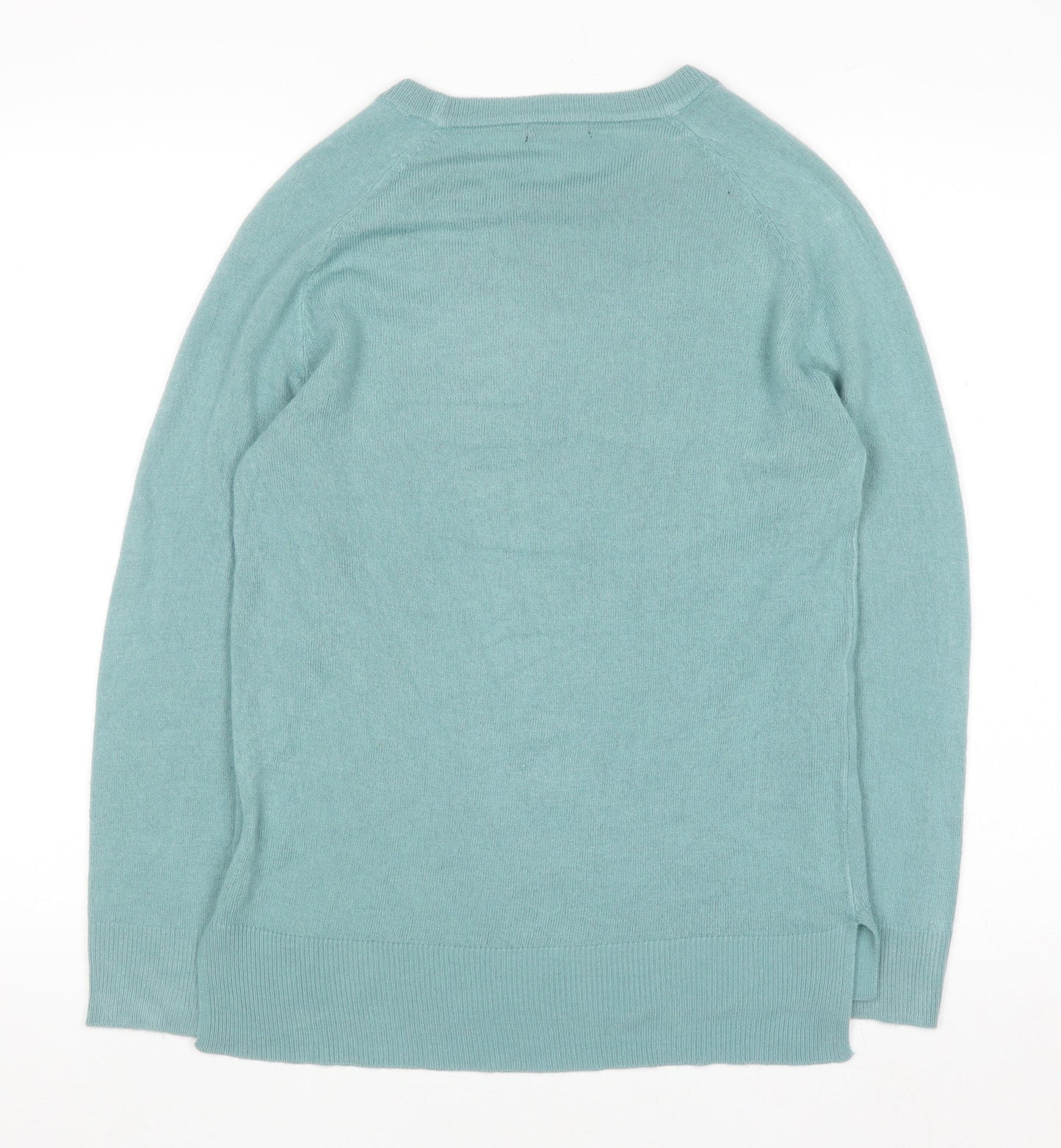 Roman Women Green Crew Neck Long Sleeve Acrylic Pullover Jumper Size 10
