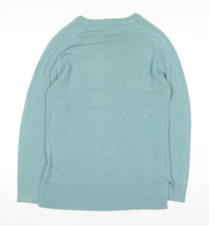 Roman Women Green Crew Neck Long Sleeve Acrylic Pullover Jumper Size 10