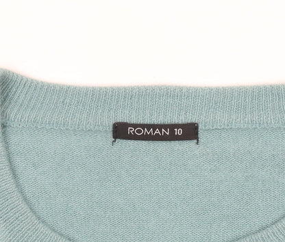 Roman Women Green Crew Neck Long Sleeve Acrylic Pullover Jumper Size 10