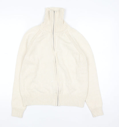 Berkertex Women's Ivory Full Zip High Neck Knit Jumper Size 14-16