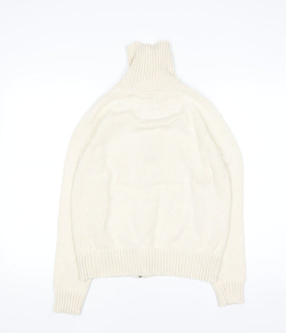 Berkertex Women's Ivory Full Zip High Neck Knit Jumper Size 14-16