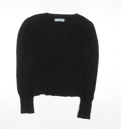 Red Herring Women’s Black V-Neck Knit Jumper Size 14