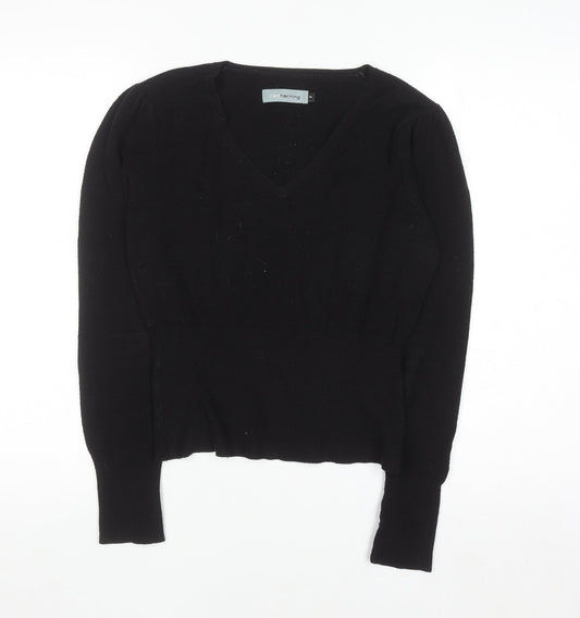 Red Herring Women’s Black V-Neck Knit Jumper Size 14