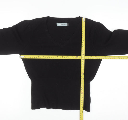 Red Herring Women’s Black V-Neck Knit Jumper Size 14