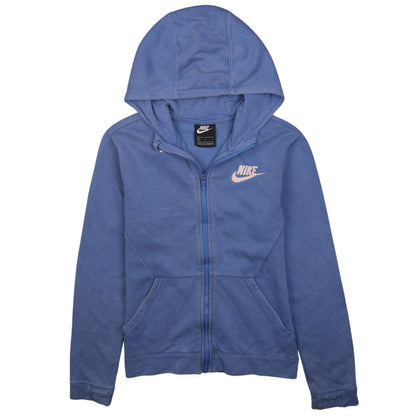 Nike Women Blue Full Zip Hoodie Large Hooded Sweatshirt
